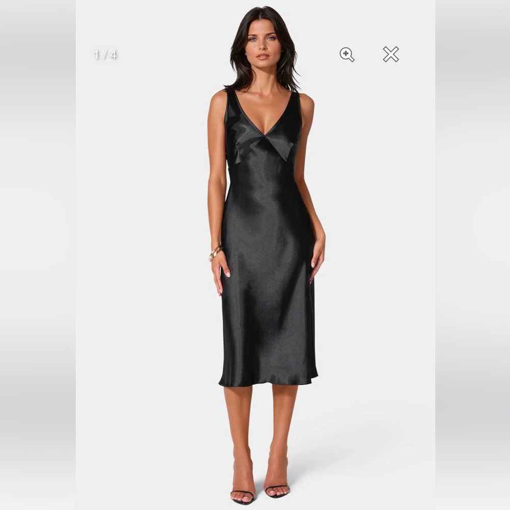 Bebe Satin Halter Midi Dress